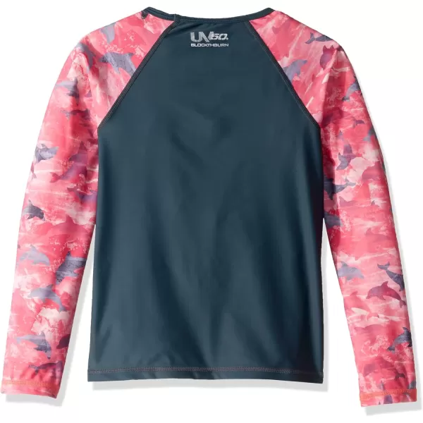 Speedo Girls Uv Swim Shirt Long Sleeve RashguardAsphaltPink