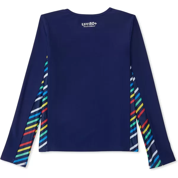 Speedo Girls Uv Swim Shirt Long Sleeve RashguardBlue Harmony Splice