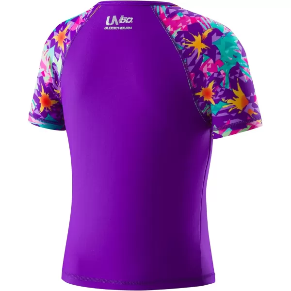 Speedo Girls Uv Swim Shirt Short Sleeve Printed Rashguard  Manufacturer DiscontinuedSpeedo Purple