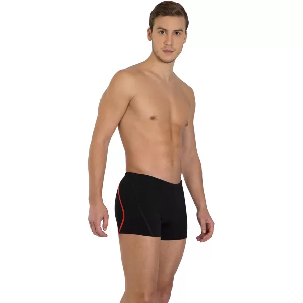 Speedo International Endurance Square Leg SwimsuitBlackLava Red