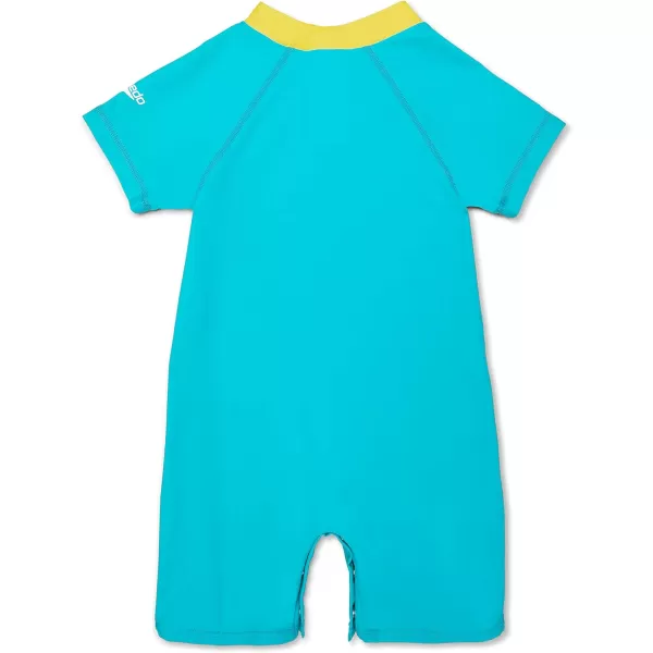 Speedo Kids Swimsuit One Piece Short Sleeve Rashguard Begin to Swim PrintCeramic