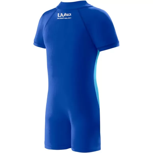 Speedo Kids Swimsuit One Piece Short Sleeve Rashguard Begin to Swim PrintDeep Sapphire