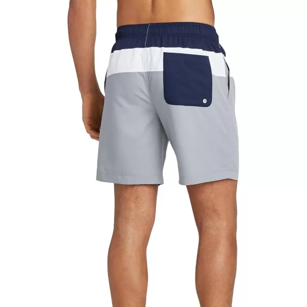 Speedo Mens 8 Colorblock Swim Shorts Navy BlueWhiteGray