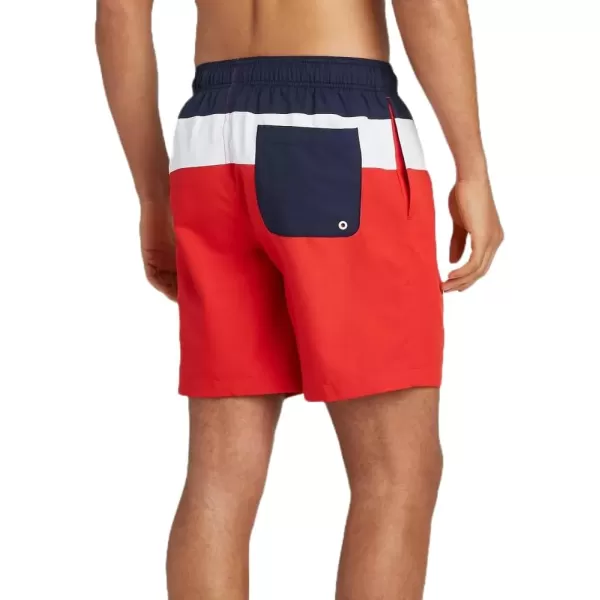 Speedo Mens 8 Colorblock Swim Shorts NavyWhiteRed