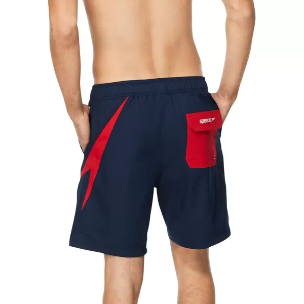 Speedo Mens Standard Swim Trunk Mid Length Redondo Solid Boom High Risk Red MediumSpeedo Mens Standard Swim Trunk Mid Length Redondo Solid Boom High Risk Red Medium