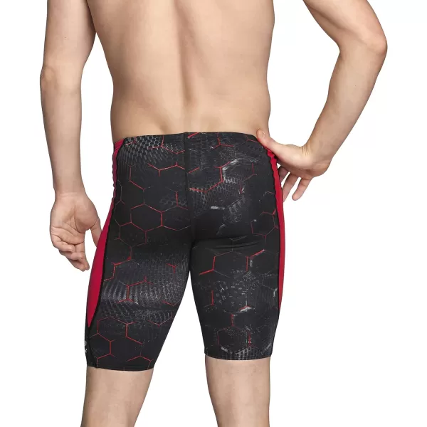 Speedo Mens Standard Swimsuit Jammer Endurance Printed Team Colors Emerging Red 34Speedo Mens Standard Swimsuit Jammer Endurance Printed Team Colors Emerging Red 34