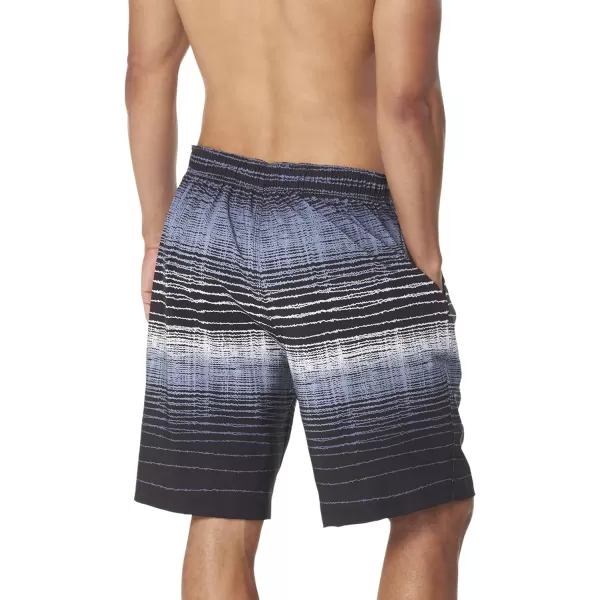 Speedo Mens Swim Trunk Knee Length Boardshort Active Flex EBoard PrintedBlackGrey
