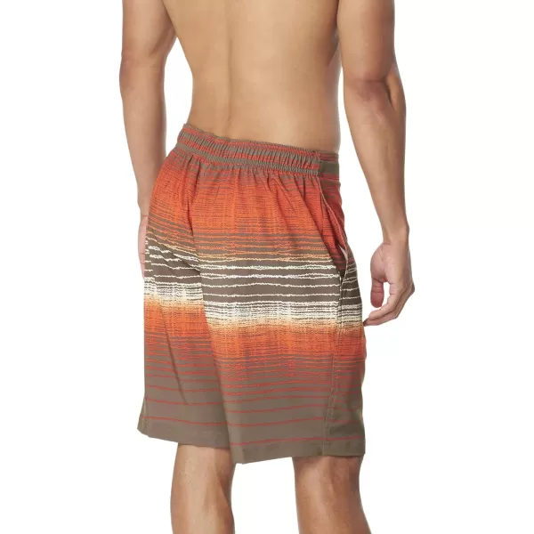 Speedo Mens Swim Trunk Knee Length Boardshort Active Flex EBoard PrintedCanteen Brown