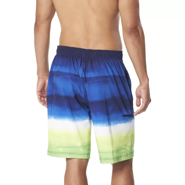 Speedo Mens Swim Trunk Knee Length Boardshort Active Flex EBoard PrintedNavyGreen