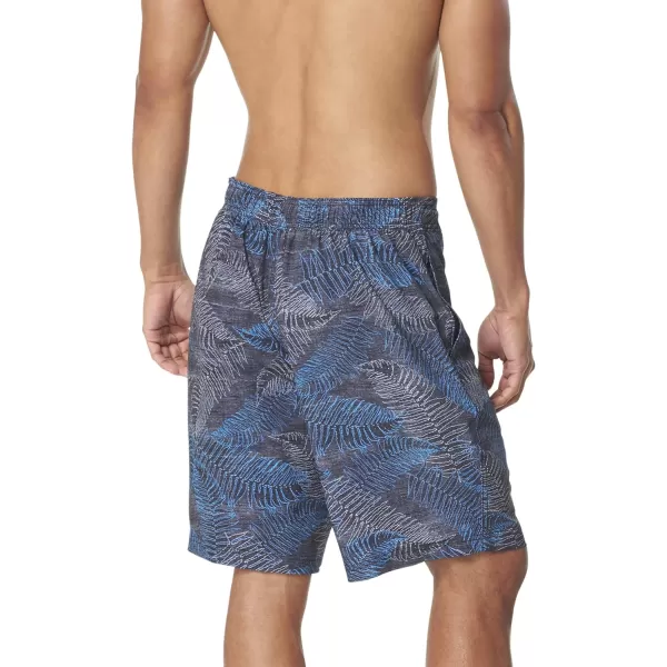Speedo Mens Swim Trunk Knee Length Boardshort Active Flex EBoard PrintedPalm Deep Steel