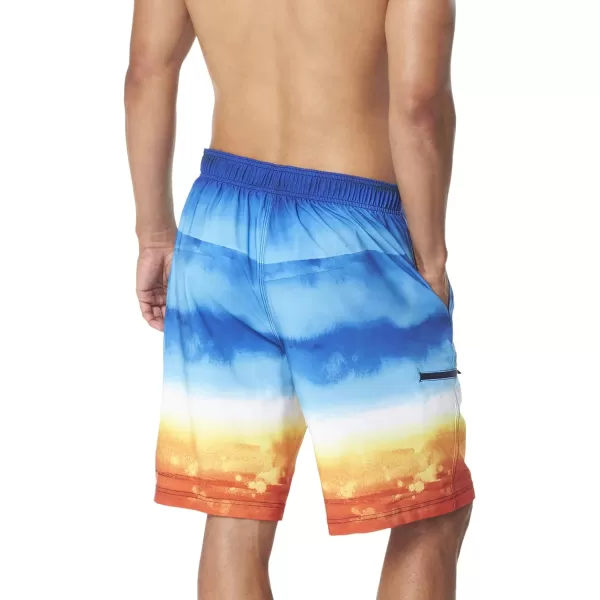 Speedo Mens Swim Trunk Knee Length Boardshort Active Flex EBoard PrintedSpeedo Blue