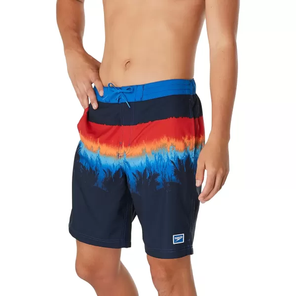 Speedo Mens Swim Trunk Knee Length Boardshort Bondi Printed20 Above the Trees Peacoat