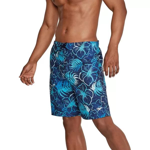Speedo Mens Swim Trunk Knee Length Boardshort Bondi Printed20 Blend Peacoat