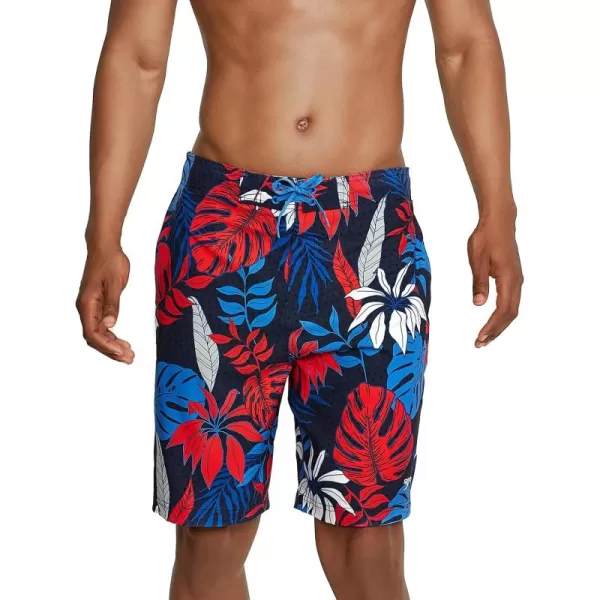 Speedo Mens Swim Trunk Knee Length Boardshort Bondi Printed20 Hothouse RedWhiteBlue