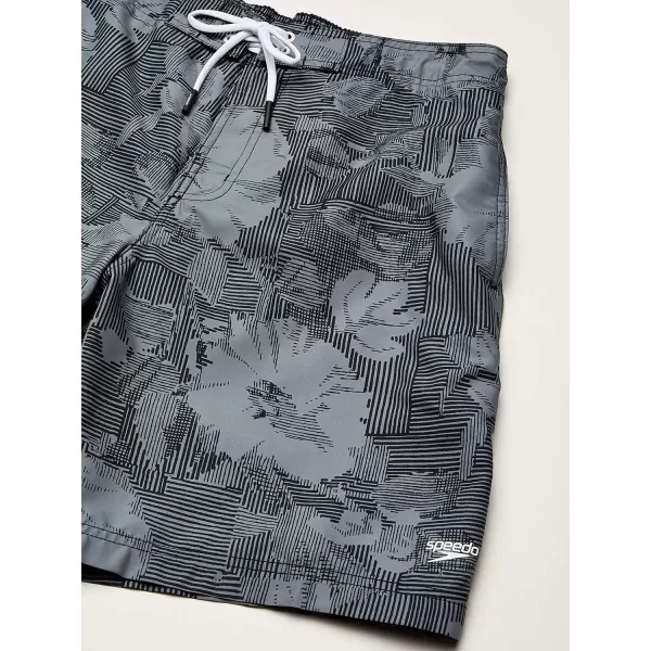 Speedo Mens Swim Trunk Knee Length Boardshort Bondi PrintedBlackGrey