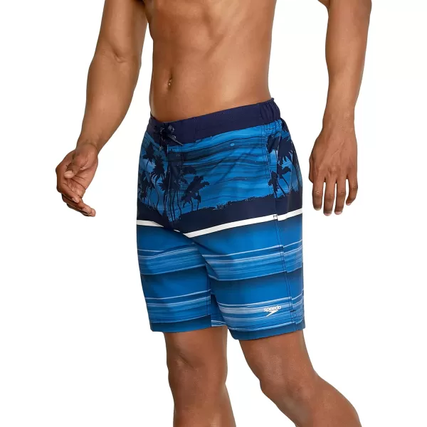 Speedo Mens Swim Trunk Knee Length Boardshort Bondi Striped18 Oasis Peacoat