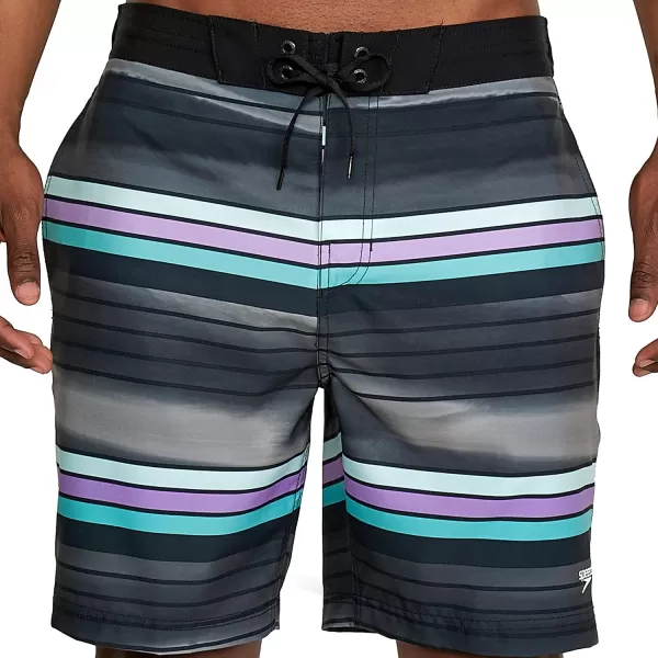 Speedo Mens Swim Trunk Knee Length Boardshort Bondi Striped18 Seafaring Anthracite