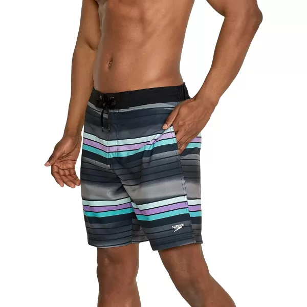 Speedo Mens Swim Trunk Knee Length Boardshort Bondi Striped18 Seafaring Anthracite