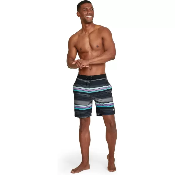 Speedo Mens Swim Trunk Knee Length Boardshort Bondi Striped18 Seafaring Anthracite