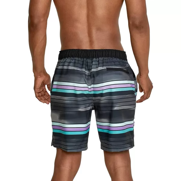 Speedo Mens Swim Trunk Knee Length Boardshort Bondi Striped18 Seafaring Anthracite