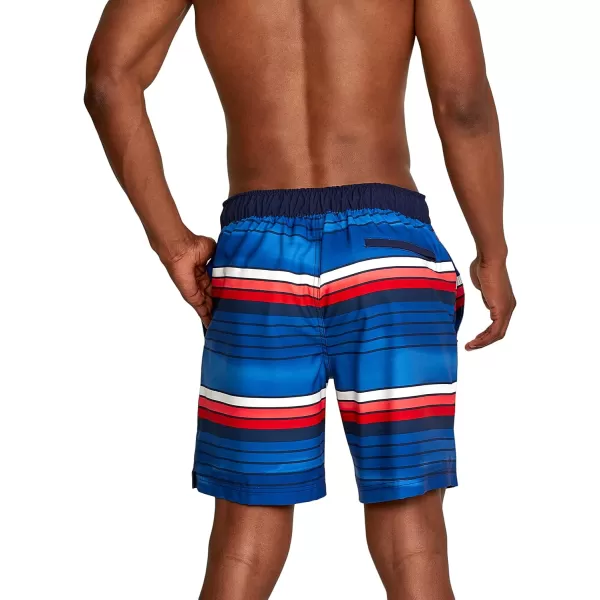 Speedo Mens Swim Trunk Knee Length Boardshort Bondi Striped18 Seafaring High Risk Red