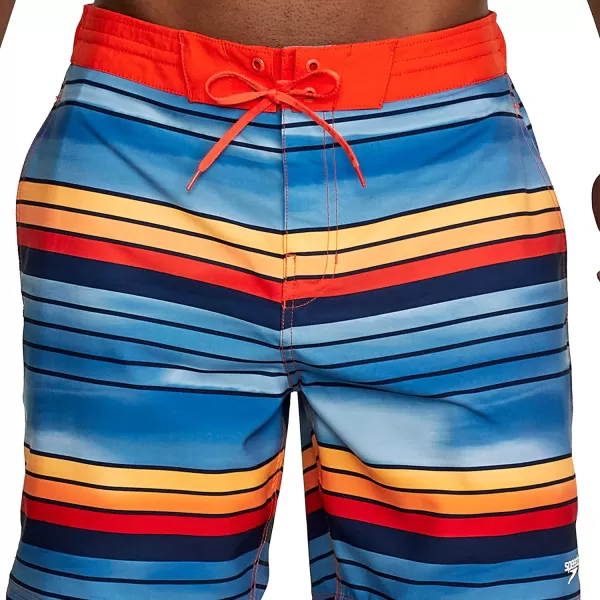 Speedo Mens Swim Trunk Knee Length Boardshort Bondi Striped18 Seafaring Vallarta Blue