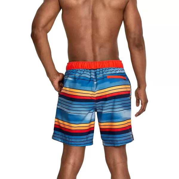 Speedo Mens Swim Trunk Knee Length Boardshort Bondi Striped18 Seafaring Vallarta Blue