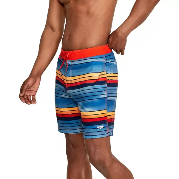 Speedo Mens Swim Trunk Knee Length Boardshort Bondi Striped18 Seafaring Vallarta Blue