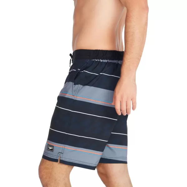 Speedo Mens Swim Trunk Knee Length Boardshort Bondi Striped20 Circuit Stripe