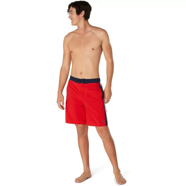 Speedo Mens Swim Trunk Knee Length Boardshort Bondi Striped20 High Risk Red