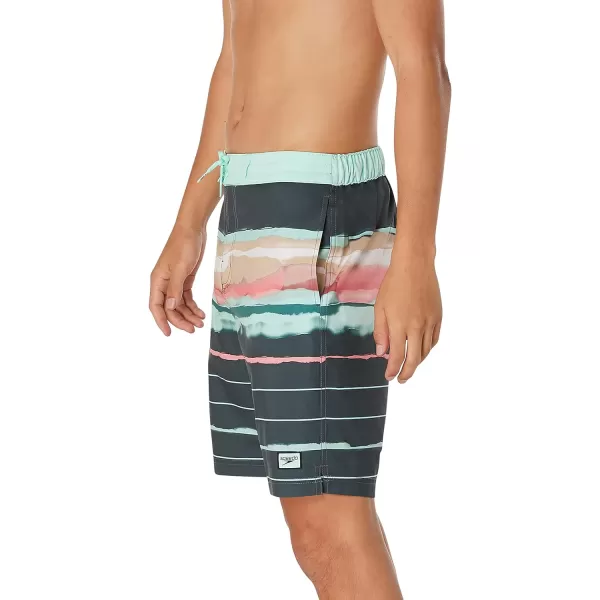 Speedo Mens Swim Trunk Knee Length Boardshort Bondi Striped20 Horizon Volcanic Ash