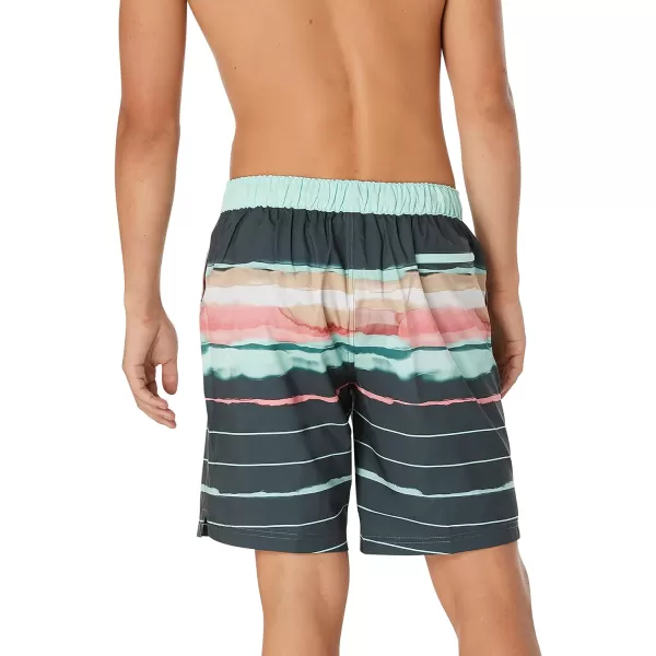 Speedo Mens Swim Trunk Knee Length Boardshort Bondi Striped20 Horizon Volcanic Ash