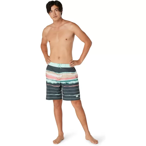 Speedo Mens Swim Trunk Knee Length Boardshort Bondi Striped20 Horizon Volcanic Ash