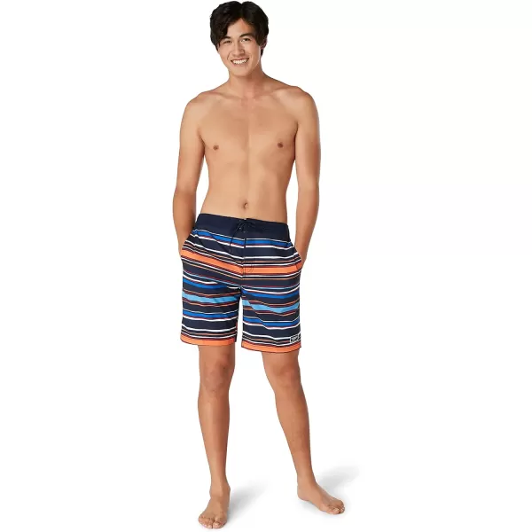 Speedo Mens Swim Trunk Knee Length Boardshort Bondi Striped20 Layback Peacoat