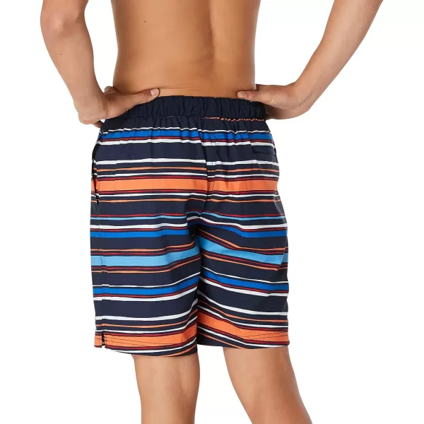 Speedo Mens Swim Trunk Knee Length Boardshort Bondi Striped20 Layback Peacoat