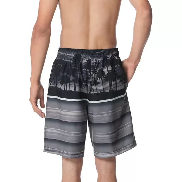 Speedo Mens Swim Trunk Knee Length Boardshort Bondi Striped20 Oasis Anthracite