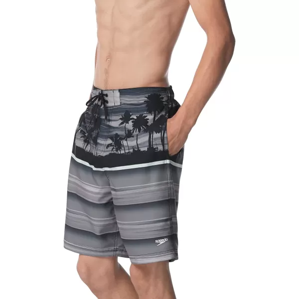 Speedo Mens Swim Trunk Knee Length Boardshort Bondi Striped20 Oasis Anthracite