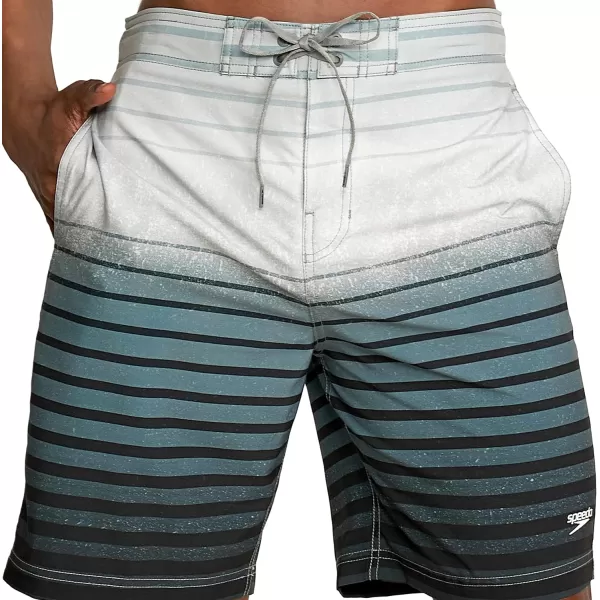 Speedo Mens Swim Trunk Knee Length Boardshort Bondi Striped20 Spray Monument