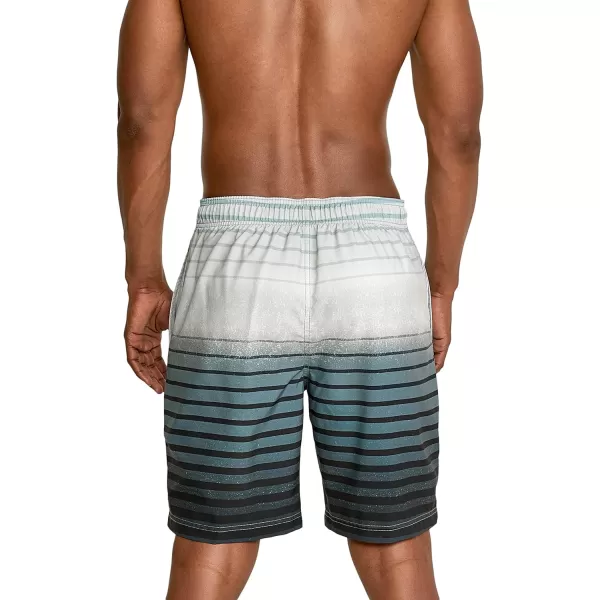 Speedo Mens Swim Trunk Knee Length Boardshort Bondi Striped20 Spray Monument