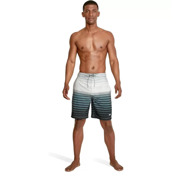 Speedo Mens Swim Trunk Knee Length Boardshort Bondi Striped20 Spray Monument