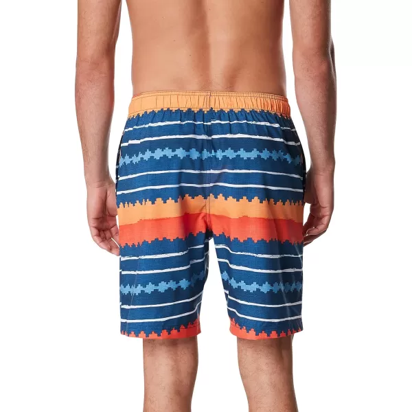 Speedo Mens Swim Trunk Knee Length Boardshort Bondi Striped20 Stitched Moonlit Ocean