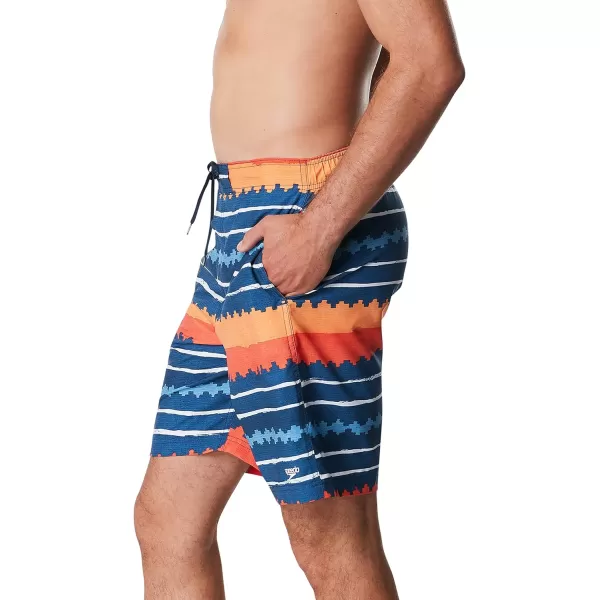 Speedo Mens Swim Trunk Knee Length Boardshort Bondi Striped20 Stitched Moonlit Ocean