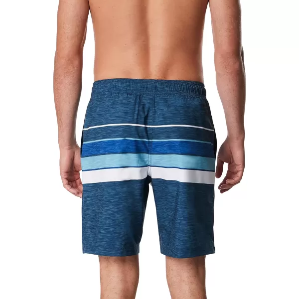 Speedo Mens Swim Trunk Knee Length Boardshort Bondi Striped20 Thruway Sodalite Blue