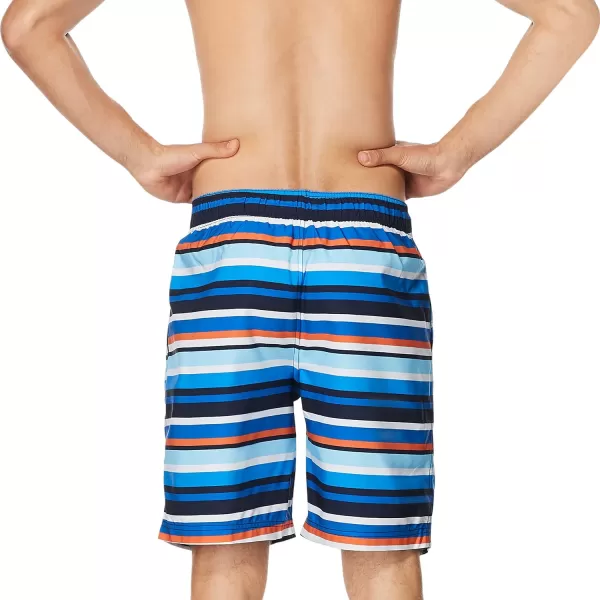 Speedo Mens Swim Trunk Knee Length Boardshort Bondi StripedLane Ibiza Blue