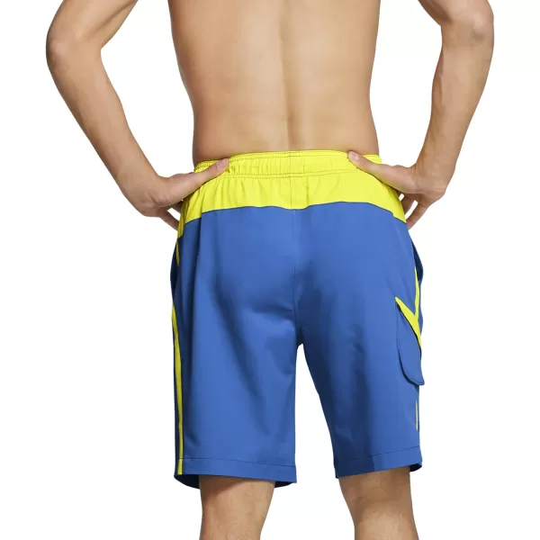 Speedo Mens Swim Trunk Knee Length Marina Edge SolidBlueYellow