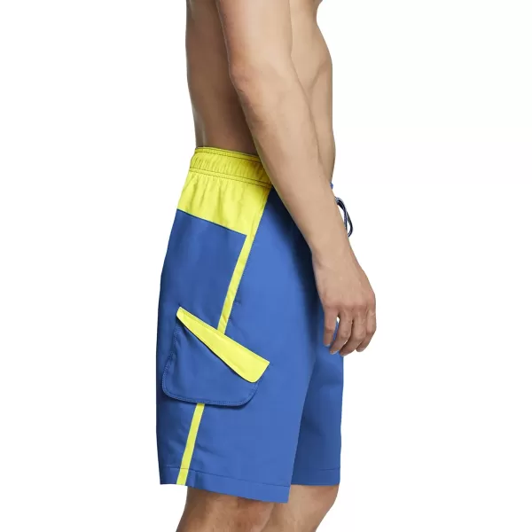 Speedo Mens Swim Trunk Knee Length Marina Edge SolidBlueYellow