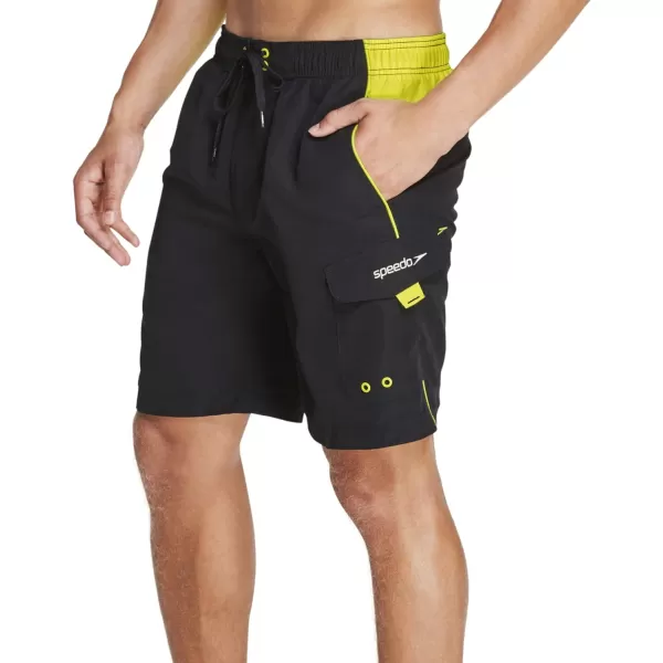 Speedo Mens Swim Trunk Knee Length Marina Sport VolleyBlackYellow