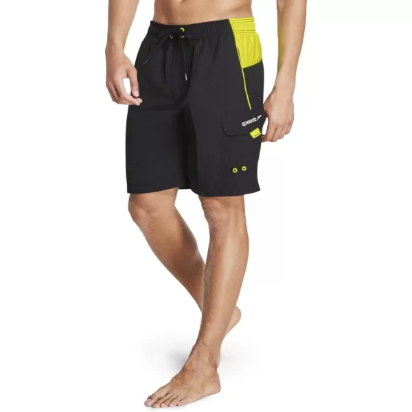 Speedo Mens Swim Trunk Knee Length Marina Sport VolleyBlackYellow