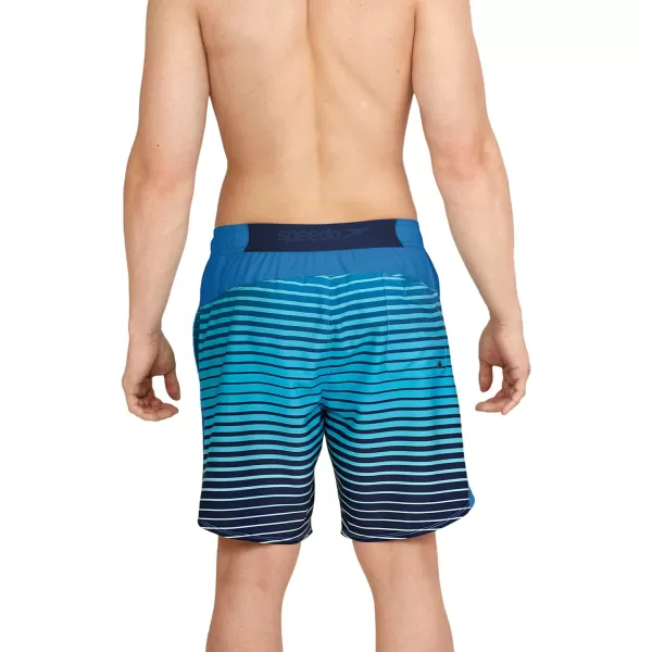 Speedo Mens Swim Trunk Mid Length MarinaStripe Explorer Aqua Splash