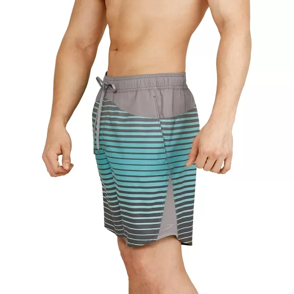 Speedo Mens Swim Trunk Mid Length MarinaStripe Explorer Monument